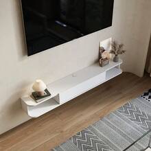 140CM White Floating TV Unit Wall Mounted TV Unit With Router And Cable Holes Media Wall Units For Living Room - 140x21.5x16cm - View 3