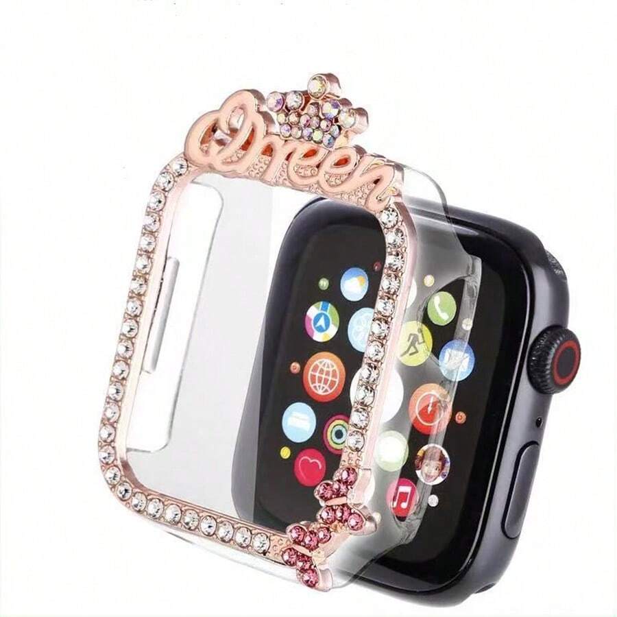 1pc Crown Rhinestone Protective Case, Anti-Drop Fashionable Casual Protective Cover, Compatible With Apple Watch 40/41/44/45mm, Compatible With Apple Watch Ultra/SE/11/10/9/8/7/6/5/4/3/2/1 Series, Smart Watch Accessory