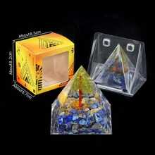 1pc Natural Crystal Ball Pyramid Ornament, Resin Wrapped Crystal Chips Home Decoration, Boxed Lucky Fengshui Desktop Small Ornament - Multicolor - View 13