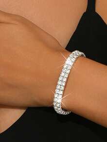 Rhinestone Water Drop Charm Necklace&Drop Earrings&Bracelet White, Red, Black - White 8307 - View 18