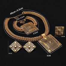 New Creative Exaggerated European-Style Fashionable New Product - Creative Geometric Shape Large Pendant European And American Style Metal Gold Color Casual Personalized Fashion Versatile Exaggerated Jewelry Set Adjustable Rope Length, Adjustable Ring Size - Wear It With Confidence - Necklace + Earrings + Ring + Bracelet - View 4