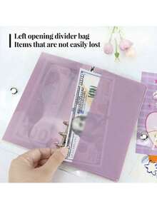 5pcs A6 Loose Leaf Binder Divider Pockets, Left Open Index Pages, Can Store Receipts/Cash/Bills, Waterproof PP Material Organizer Bags, Back To School Essential - Multicolor - View 3