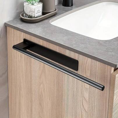 1pc Stainless Steel Towel Bar, Wall-Mounted Towel Rack, No Drilling Design, Black Or Silver Available, Easy Installation, Ideal For Kitchen, Rust-Proof, Hang Wet Towels, Perfect Christmas Gift, Ideal For Gifts And Giveaways, Kitchen Accessories