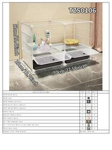Rabbit Cage With Litter Box, Indoor Rabbit Villa, Guinea Pig Cage, Pet Rabbit Hutch With Tray - Multicolor - View 19