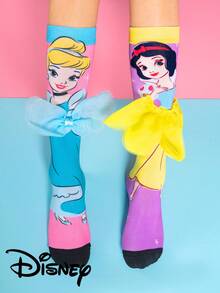 Cute 3D Disney Children's Princess Series Knee-High Stockings, Fashionable Snow White Children's Stockings Party, High-Quality Gifts, School Is Back In Session, Fun And Fashionable Disney Little Fan Disney Princess Calf Stockings - Multicolor - View 3