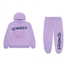 SP5DER Spider Worldwide Tracksuit Hoodie Set Cobweb Spider Style, Letter Print, Hip Hop Hoodie Set,Long Sleeve Fashion Sweatshirt, Hoodie Pant Casual Tracksuit Long Sleeve Athletic Suit, Couple MatchingDesign, Designed For Both Men And Women.Sportswear Set - Purple/set - 查看 6