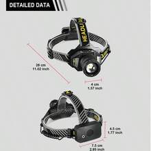 IR Sensor LED Headlamp Yellow Light Rechargeable Headlight With COB Light 2*30W LED 8 Modes Head Flashlight Zoomable Outdoor Camping Lantern - Black - View 11