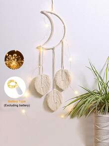 1pc Bohemian Handmade Dream Catcher Wall Hanging Decor With Led Moon Light, Lace Trim, As Mother's Day Gift, For Friends, Women, Girls, Bedroom, Living Room, Wedding Home Decor Christmas Decor Christmas Gift Thanksgiving Christmas Tree Decor Ornaments Christmas Light Bedroom Decor Home Decor Party Decor Holiday Festival Room Decor - Beige - View 14