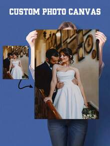 Custom Photo Canvas| Upload Your Own Picture To Create Handmade-Style Framed Poster - Modern/Classic/Altro Style Wrap-Around Frame - Vertical Wedding, Anniversary, Valentine'S Gift - Custom Family Portrait & Picture Wall Art - Multicolor - View 2