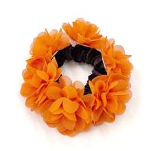 1pc Women Flower Decor Boho Scrunchie Hair Decoration Hair Ties Ponytail Holders Hair Elastics Hair Rubber Bands Scrunchies Hair Rope Elastic Hair Tie, Hair Bobbles Hair Accessories - 珊瑚橙 - 查看 12