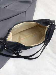 大容量女士背包，新款设计，小众风格，通勤包，单肩包，斜挎包 - 黑色 - 查看 4