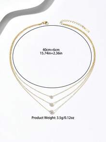 1件时尚奢华立方氧化锆多层项链，简约优雅不锈钢颈链首饰 - 項鍊 - 查看 6