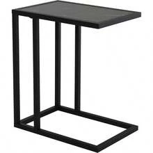 Side Table, Coffee Table With Marble Effect, End Table With Metal Frame, For Living Room, Bedroom, 45 X 30 X 51.5 Cm, Black - Black - View 1