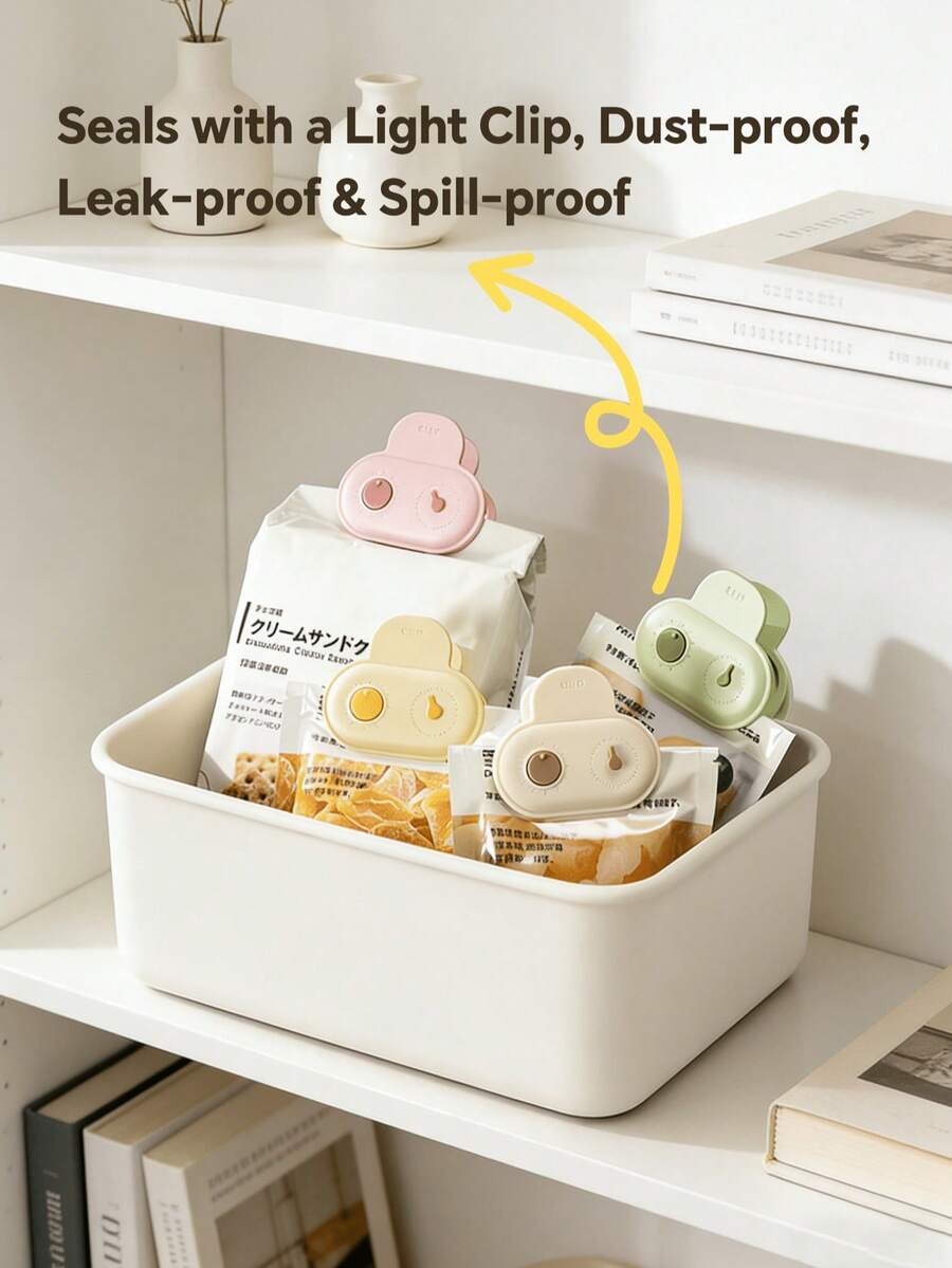 5pcs Food Bag Clips, Plastic Chip Bag Clips, Sealing Clips Suitable For Food, Kitchen And Home, Magnetic, Reusable, Upgraded Wide Opening Bag Clips For Food Storage - Multicolor - View 1