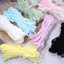 10pcs/Pack Fluffy Pompom Trim Cord, 10mm Asymmetrical Cute Yarn Rope For Clothing, Shoes, Bags, DIY Handmade Knitting Arts And Crafts Supplies - Pom-pom Lace Cord - View 4