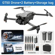 AXNEN 2026升级版GT50无刷遥控无人机，配备4.3英寸大尺寸FPV遥控器、无刷电机、高清双镜头带EIS电子图像稳定功能、持久耐用的高容量电池，功能包括光流悬停、无头模式、手势摄影——是圣诞节和其他节日的完美无人机礼物，即使是初学者也能轻松操作。