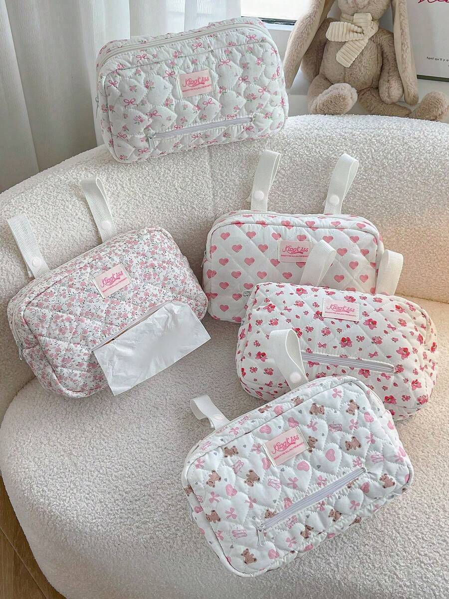 1个花卉绗缝婴儿车挂包,大容量妈妈包,便携式尿布包,行李挂包,床头挂包,化妆包,户外单肩包,奶瓶婴儿车配件,婴儿车挂包,多功能尿布盒带湿巾收纳功能,旅行必备,邮轮必备,宿舍必备,送给女性的礼物,生日礼物,母亲节礼物,伴娘礼物,圣诞礼物,新年礼物,情人节礼物 - 彩色 - 查看 1