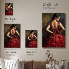 1pc Mexico Wall Art, Winter Wall Art, Christmas Decorations Framed Wall Art, Wrapped Canvas Poster Vintage Prints, Woman In Red Dress, Floral Pattern, Abstract Painting - Abstract, Abstract, Contemporary, Modern Style, Perfect Gift Decor, Wall Art for Living Room Bedroom Office, Hanging Hardware Included - Wrapped Framed Canvas, Vertical - Lienzo enmarcado - Ver 10