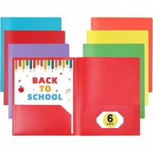 File Folders With Pockets Back To School Supplies 6 Pack Colored Plastic 2 Pocket Folders Bulk Document Resume Portfolio Homework Paper Folder Students Teacher School Office Supplies Folder - 有色 - 查看 1