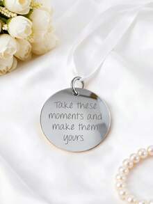 1pc Customizable Handwritten Wedding Bouquet Pendant, Personalized Text, Bride's Commemorative Gift, Customized Handwritten Circular Planner Pendant, Signature Pendant Gift - Multicolor - View 10