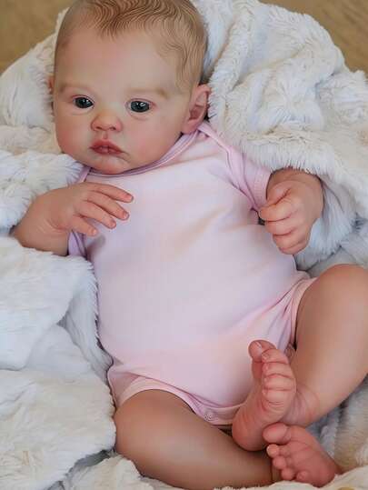 45 cm/18" Meadow Reborn docka, helkropps mjuk silikonvinyldocka för flickor, 3D-målad hud med synliga vener, vinyllemmar, realistiskt handmålat hår, handgjord konstnärlig docka - samlarkonstdocka, jul-/födelsedags-/thanksgivingpresent