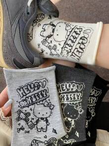 Sanrio 3/4 Pairs Cute Hello Kitty Socks, Girls Home Warm Socks, Mid-Calf Socks Suitable For Autumn/Winter - Multicolor - View 1