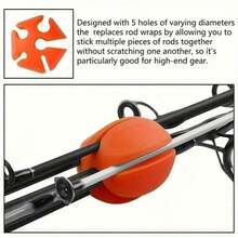 Fishing Rod Bracket Set With Multi-Function Shoulder Strap, Silicone Pole Holder, Lightweight Pole Holder, 5-Hole Fishing Rod Storage Accessories - Blue - View 4