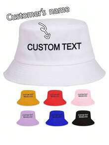 1 pieza Sombrero de cubo personalizable, sombrero de sol con nombre personalizado para actividades al aire libre y viajes a la playa, regalo único para cumpleaños y eventos - Multicolor - Ver 4