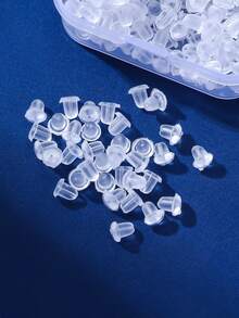 1盒透明耳钉后塞,硅胶耳钉后塞,透明橡胶耳钉后塞,带耳垫的柔软耳塞,低过敏硅胶耳钉后塞替换套装,透明硅胶圆柱耳塞饰品配件,适合女性日常佩戴(附赠透明饰品收纳盒),DIY饰品防滑硅胶耳塞,透明塑料耳钉(100个/300个/500个) - 無色 - 查看 2