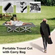 Aoran Outdoor Foldable Bed With Mattress, 300/500/650/750 Pounds Load-Bearing Capacity, Backyard Camping And Leisure Seat, Thickened Cotton Pad, Double-Layer Fabric, Sturdy Frame, Lightweight And Durable, Suitable For Outdoor Use, Foldable Sleep Bed, Outdoor Leisure Chair, Only For Outdoor Use - Gray-650LBS - View 6