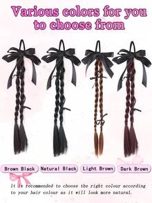 Một bộ tóc giả bện cho trẻ em kèm nơ, kiểu tóc bện xoắn, phụ kiện tóc dễ thương, tóc đuôi ngựa đôi, tóc tết kiểu dreadlocks và băng đô nhảy jazz. - Nhiều màu - Xem 2