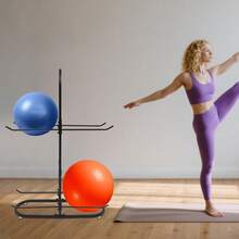 WANLECY Stabilising Ball Rack 2-Layer Exercise Ball Holder, Freestanding Yoga Ball Yoga Mat Storage Rack For Stability Ball Fitness Ball Yoga Mat Sports Balls Rollers Home And Commercial Gym - Black - View 1