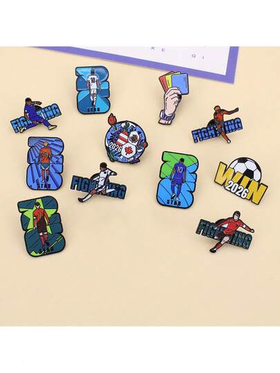 1PC Soccer Match Brooch, 2026 Soccer Party Supplies,Suitable For Soccer Party Decoration