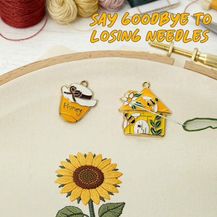 2 Sets Cute Bee Magnetic Needle Holder, Sewing Organizer, Embroidery Accessories