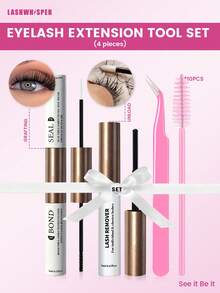 DIY Eyelash Extension Kit - Pointed Single Lashes, D-Curl Fluffy Lash Clusters, Manga Fairy Style - Pink - View 5