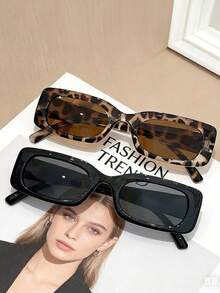 1/2 Pack Small Frame Glasses For Women - Timeless Black & Leopard Print Series, Perfectly Fits Most Face Types - 彩色 - 查看 4