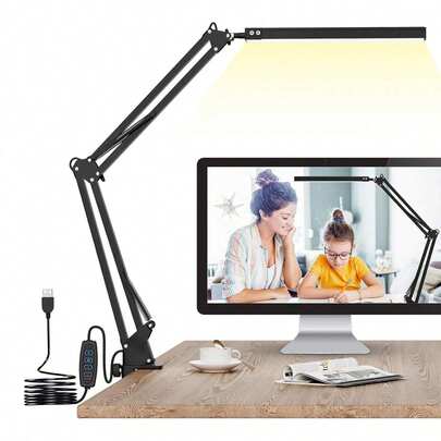 This LED Desk Lamp Is Suitable For Home, Office And Reading. It Has An Adjustable Angle, Eye-Protection Design, With A Clip And Rotating Arm. It Features 3 Color Modes, 10-Level Brightness Adjustment, And A Memory Function.