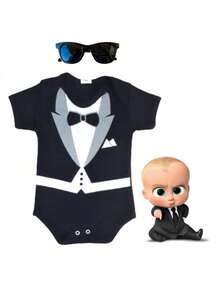 Baby Boss Baby Bodysuit + Glasses Monthly Milestone Costume - Nhiều màu - Xem 4