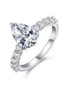 Nhẫn Moissanite bạc 925 cao cấp dành cho nữ, không gây dị ứng, thích hợp làm nhẫn đính hôn/cưới, quà tặng ngày Valentine/sinh nhật, hộp quà chống oxy hóa. - Kiểu thứ hai - Xem 16