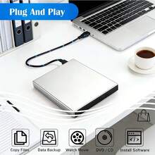 Extern CD DVD-enhet, USB 2.0 ultratunn bärbar CD-/R/W/DVD-R/W-brännare för bärbar och stationär dator (använd enligt instruktionsmanualen)