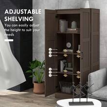 Storage Cabinet W/ Storage Shelves, Pantry Cupboard Cabinet - Coffee - View 9