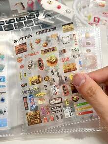 10张/包全息透明贴纸，图案包括糖果、饮料、甜点、寿司、日式主题设计，防水PET材质，易于裁剪和粘贴，适用于剪贴簿、笔记本装饰、相框、手机壳、垃圾桶、杯子、DIY手工、返校用品、文具、礼品包装、行李箱等。 - 淺灰色貓 - 查看 2