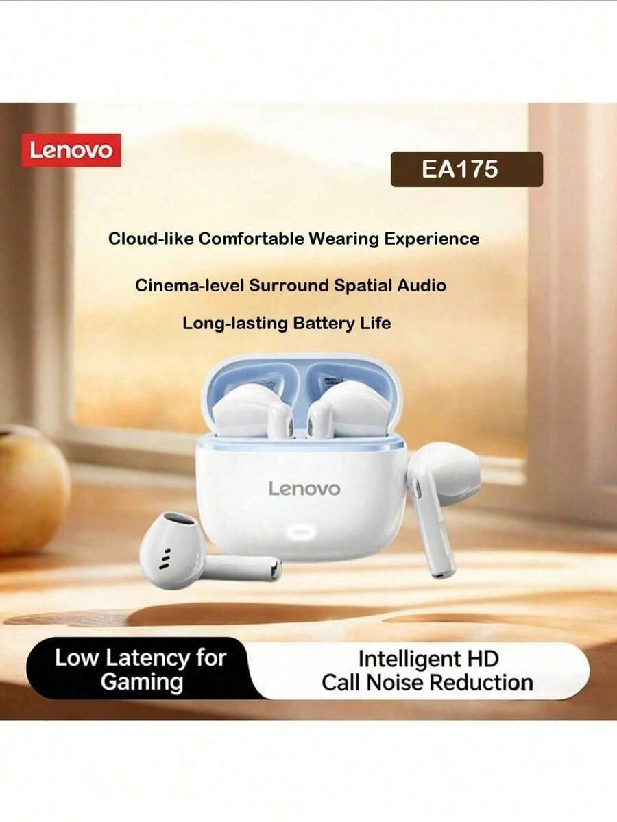 Lenovo EA175 Bluetooth Wireless Earbuds, TWS, Short Stem Semi-In-Ear Headphones, Bluetooth 5.4, Touch Control, Long Battery Life, With Microphone, Compatible With Android And IOS - Multicolor - View 1
