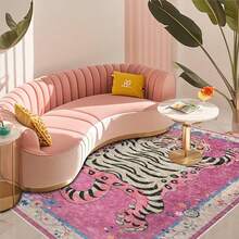 Pink Tiger Pattern Area Rug Washable Rug Vintage Traditional Floor Cover Foldable Thin Retro Accent Indoor Non Slip Carpet Print Mat Bedroom Living Room Bathroom Home Decor Large Carpets Dining Room Rug Kitchen Rugs For Entryway - A - View 2