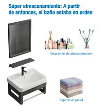 Mueble Integral Baño con Espejo y Almacenaje | Apartamentos Pequeños | Mueble Baño Compacto | Fácil Instalar - Multicolor - Ver 9