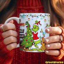 Envoltura de taza verde de Feliz Navidad de 11oz PNG, Envoltura de taza retro de Navidad de un tipo malo, Envoltura de taza de café de película navideña divertida PNG, Descarga digital de vacaciones - 1 - Ver 5