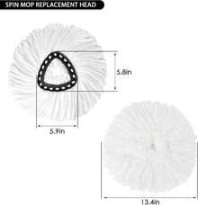 2Pack Spin Mop Replacement Heads,Spinning Mop Replace Head For Easy Wring Mop, 100% Microfiber Mop Head Replacement Compatible With Triangle Spin Mop Refill For Floor Cleaning,White - ColorA - 查看 2