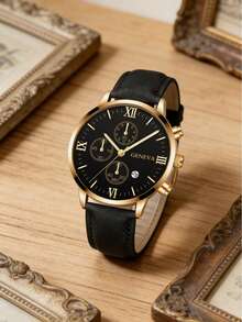 1pc Elegant Niche Business Casual Quartz Watch, Versatile Daily Wear For Men, Suitable For Daily Use, Gifts, Year-End Promotion, Singles' Day, Birthday (No Box) - Black - View 2