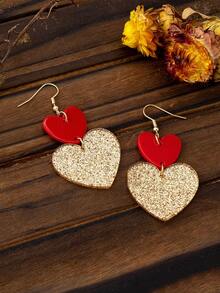 1 Pair Women's Dangling Earrings, Exaggerated Colorful, Acrylic Heart Shaped Shiny Nightclub Party Style Earrings, Suitable For Daily Wear - Multicolor - View 2