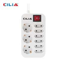 CILIA 1/2 Pcs EU-Germany Standard Power Board Power Strip,9 In 1,Multi-Outlet, 3 F Schuko, 6 AC Plug Ewith Switch 1.5M Cable,With Switch,Dorm Room Essentials College,Suitable For Home, Office, Hotel And Other Places - EU E Type Plug(220-240V) - View 2